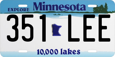 MN license plate 351LEE