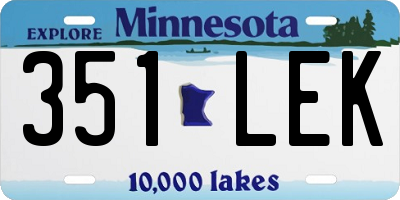 MN license plate 351LEK