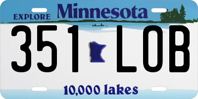 MN license plate 351LOB