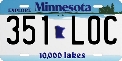 MN license plate 351LOC