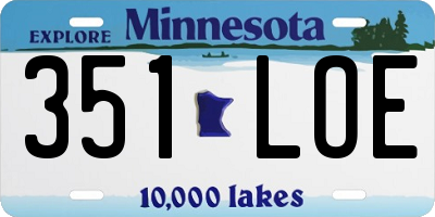 MN license plate 351LOE