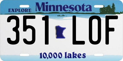MN license plate 351LOF