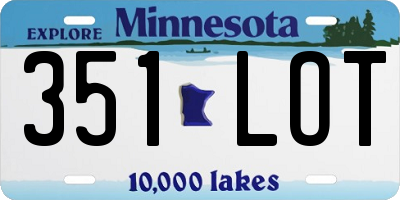 MN license plate 351LOT
