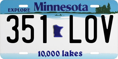 MN license plate 351LOV