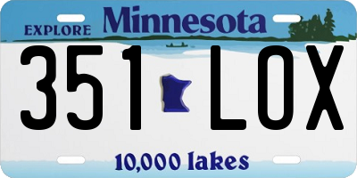 MN license plate 351LOX