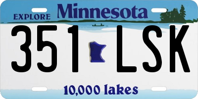 MN license plate 351LSK