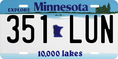MN license plate 351LUN