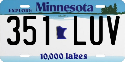 MN license plate 351LUV