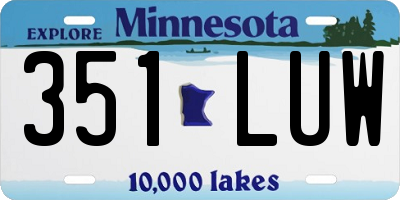 MN license plate 351LUW