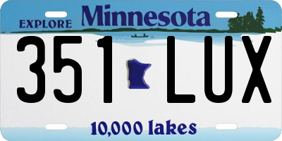 MN license plate 351LUX