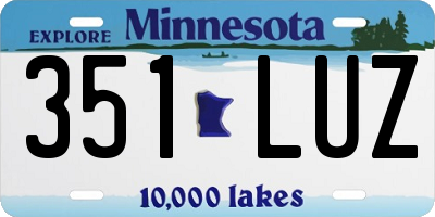 MN license plate 351LUZ