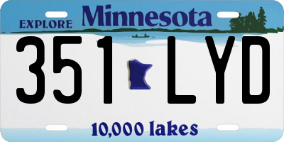 MN license plate 351LYD