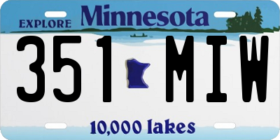 MN license plate 351MIW