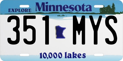 MN license plate 351MYS