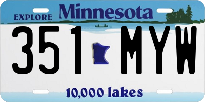 MN license plate 351MYW