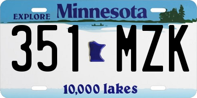 MN license plate 351MZK