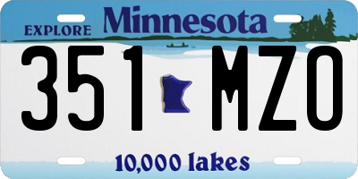 MN license plate 351MZO