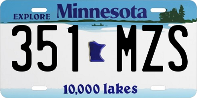 MN license plate 351MZS