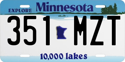 MN license plate 351MZT