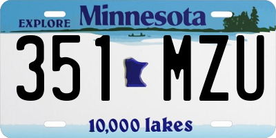MN license plate 351MZU