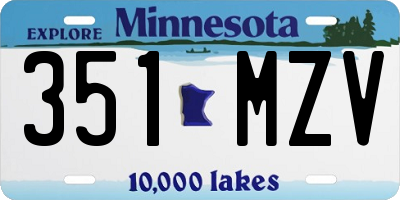 MN license plate 351MZV