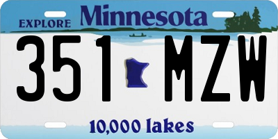 MN license plate 351MZW