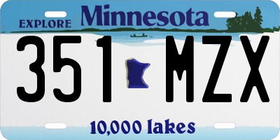 MN license plate 351MZX