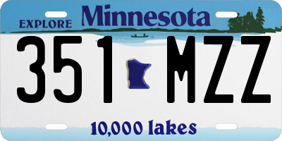 MN license plate 351MZZ