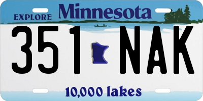 MN license plate 351NAK
