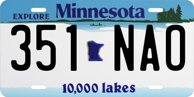 MN license plate 351NAO