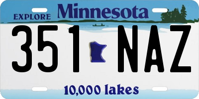 MN license plate 351NAZ