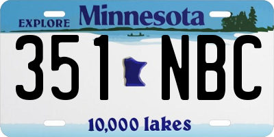MN license plate 351NBC