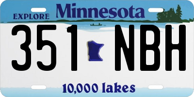 MN license plate 351NBH