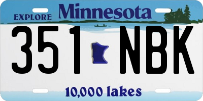 MN license plate 351NBK