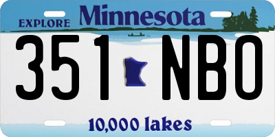 MN license plate 351NBO