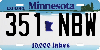 MN license plate 351NBW