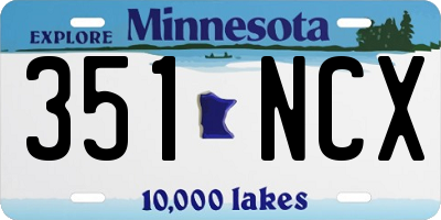 MN license plate 351NCX
