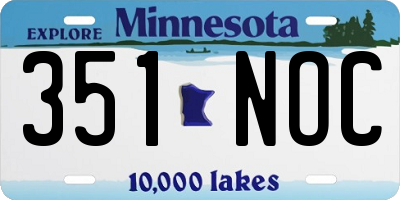 MN license plate 351NOC