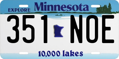 MN license plate 351NOE