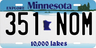 MN license plate 351NOM