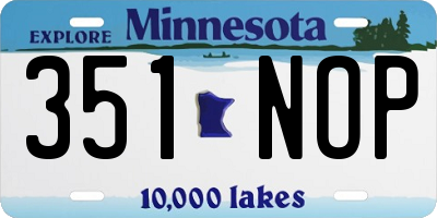 MN license plate 351NOP
