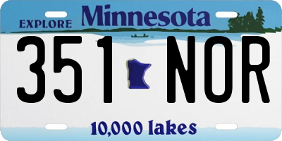 MN license plate 351NOR