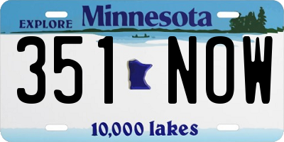 MN license plate 351NOW