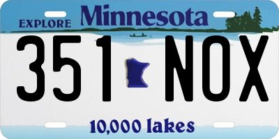 MN license plate 351NOX