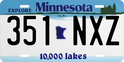 MN license plate 351NXZ