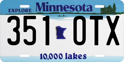 MN license plate 351OTX
