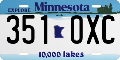 MN license plate 351OXC