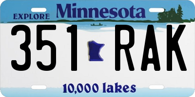 MN license plate 351RAK