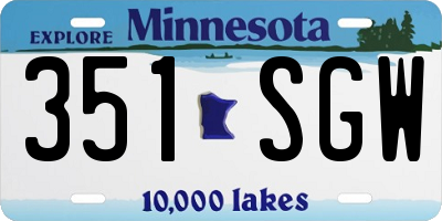 MN license plate 351SGW