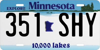 MN license plate 351SHY